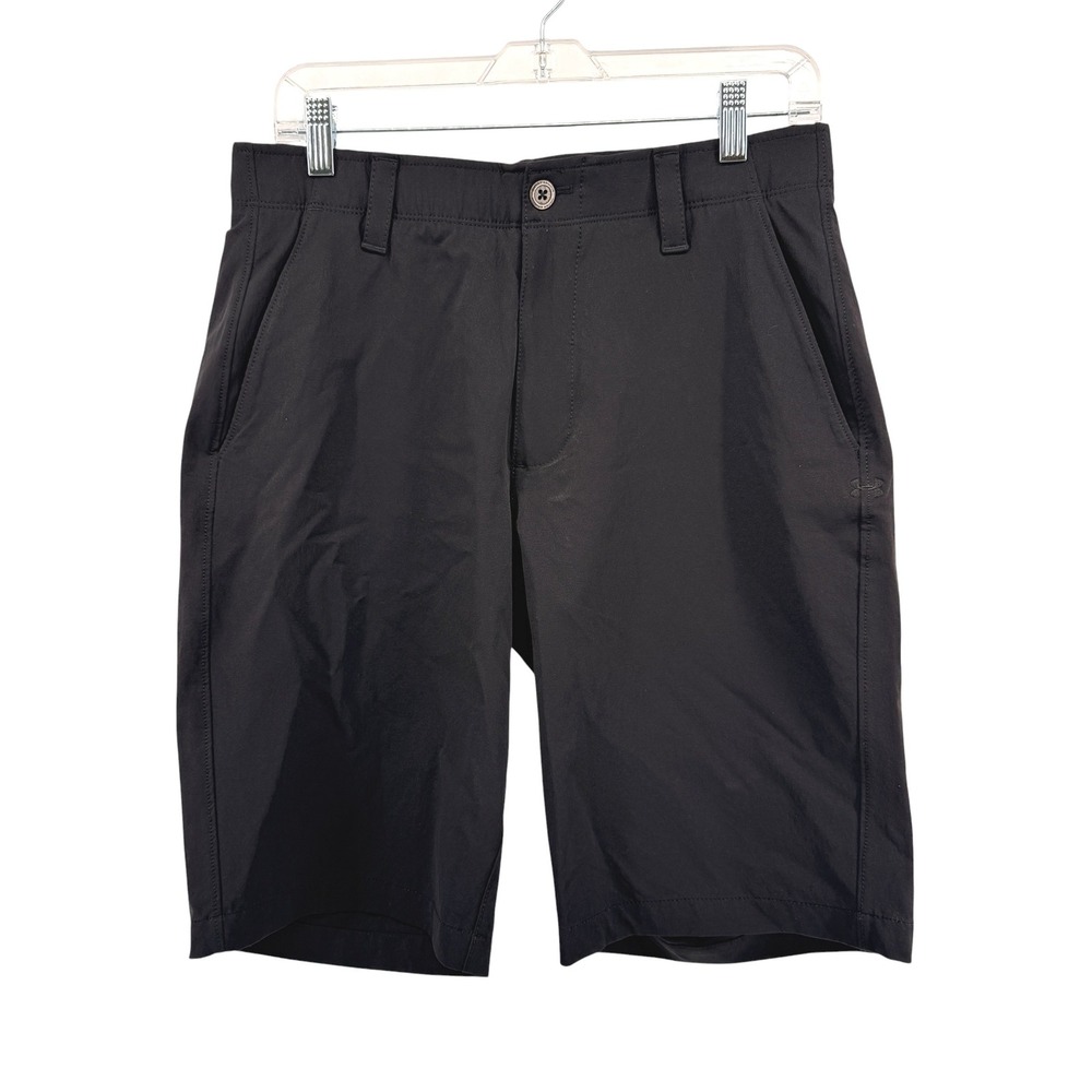 Under Armour Golf Shorts Mens 32 11" Pre-Owned Black HeatGear Loose Fit Stretch